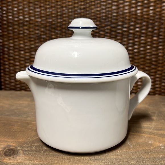 Dansk Bistro Christianshavn Blue - Vintage Cream & Sugar Jar Lid Set NWOT - Picture 2 of 16